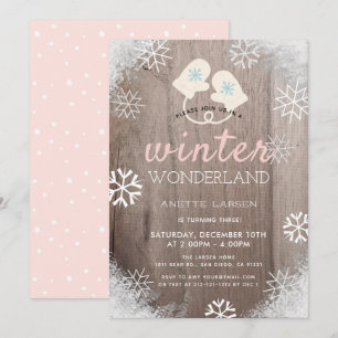 Winter Wonderland Rustic Girl Birthday Invitation
