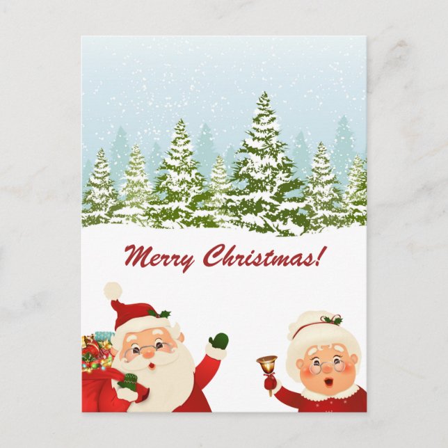 Winter Wonderland Santa and Mrs Claus Christmas Postcard (Front)