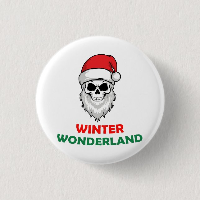 Winter wonderland Santa Skull 3 Cm Round Badge (Front)
