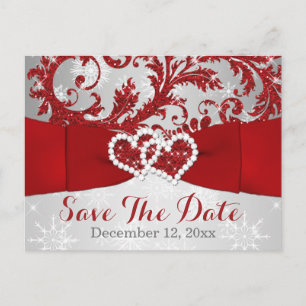 Winter Wonderland Save the Date Postcard - Red