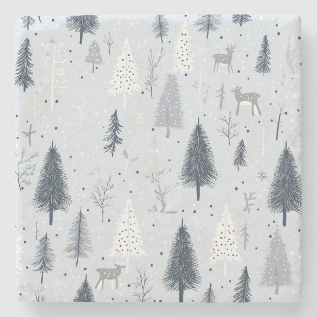 Winter Wonderland Scandinavian Stone Coaster (Front)