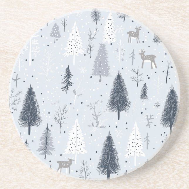 Winter Wonderland Scandinavian Stone Coaster (Front)