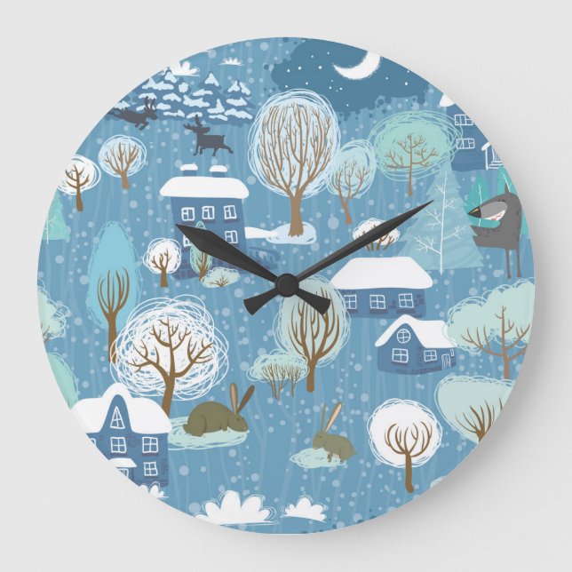 Winter Wonderland: Scenic Pattern Large Clock (Front)
