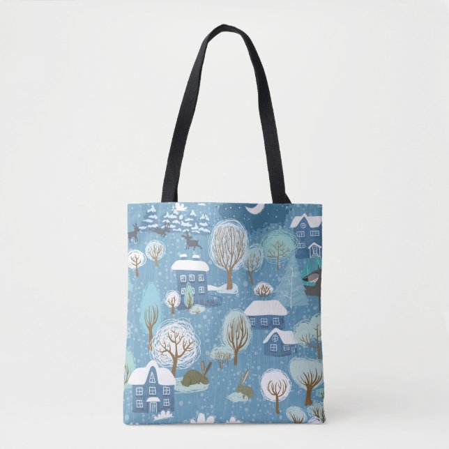 Winter Wonderland: Scenic Pattern Tote Bag (Front)