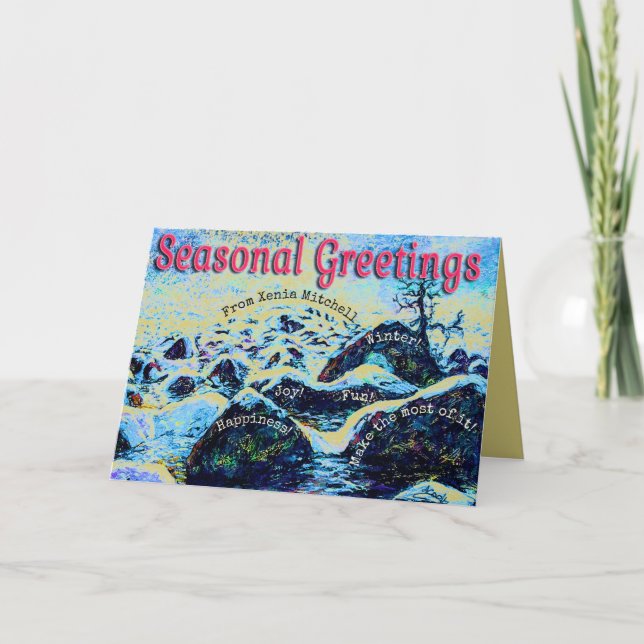 Winter Wonderland Seasonal Greetings Holiday Card (Front)