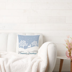 Winter Wonderland Season's Greetings Throw Pillow
