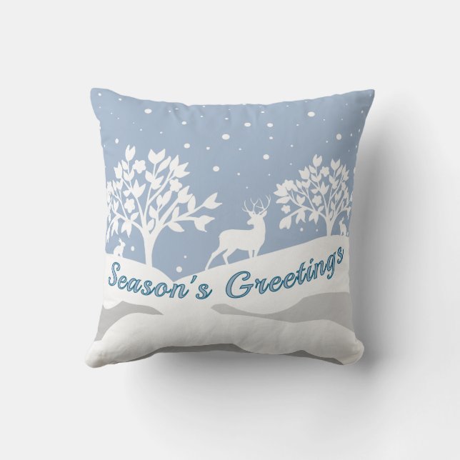 Winter Wonderland Season's Greetings Throw Pillow (Back)