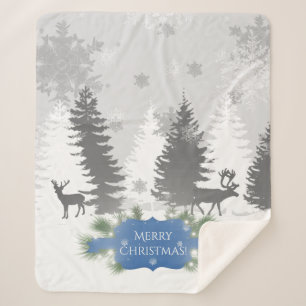 Winter Wonderland Sherpa Blanket - Blue