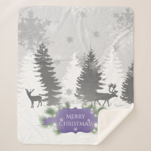Winter Wonderland Sherpa Blanket - Purple