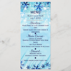 Winter Wonderland Silver & Blue Menu Card