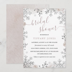 Winter Wonderland Silver Blush Bridal Shower  Invitation