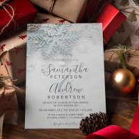 Winter wonderland silver snow typography wedding