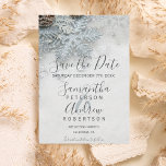 Winter wonderland silver snow typography wedding save the date<br><div class="desc">Winter wonderland silver snow typography wedding save the date</div>