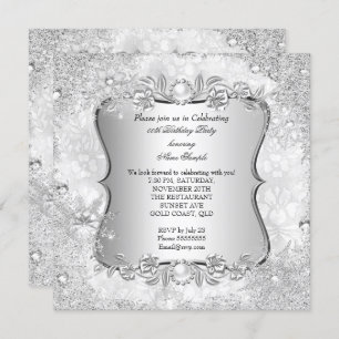 Winter Wonderland Silver Snowflake Birthday Invitation