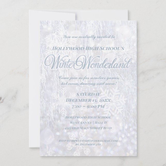 Winter Wonderland Silver Sparkle Party Invitation (Front)