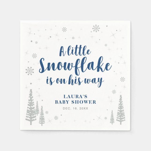 Winter Wonderland Snow Baby Shower Paper Napkin (Front)