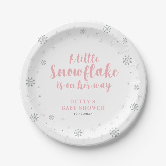 Winter Wonderland Snow Baby Shower Paper Plates (Front)