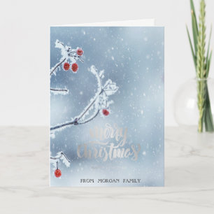 Winter Wonderland Snow Blue Holiday Card