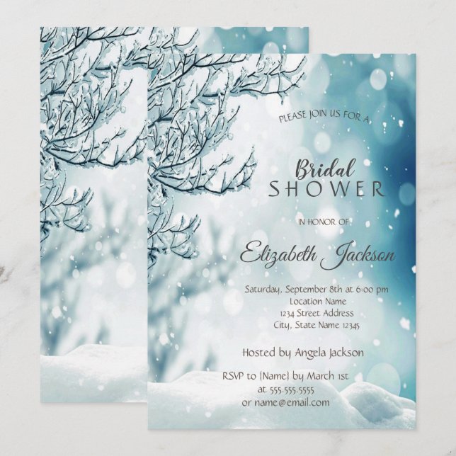 Winter Wonderland, Snow Bridal Shower Invitation (Front/Back)