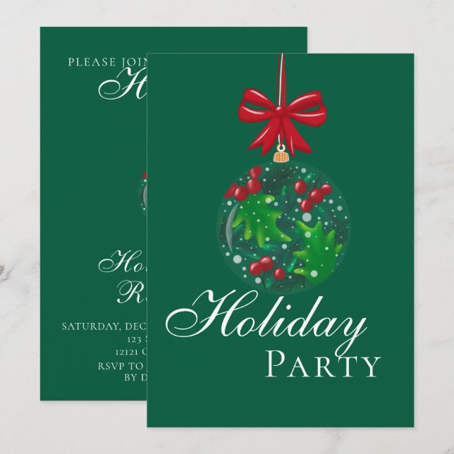 Winter Wonderland Snow Globe Holiday Party Invitation (Front/Back)