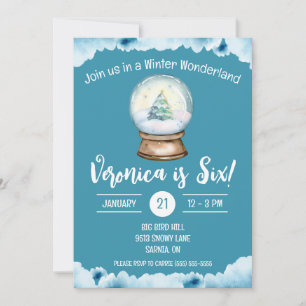 Winter Wonderland, Snow Globe Kids' Birthday Party Invitation