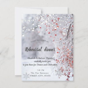 Winter Wonderland,Snow Lights Rehearsal Dinner Invitation