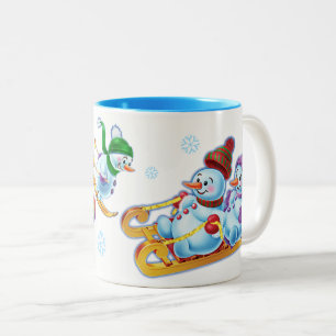 Winter Wonderland snow people mug custom name