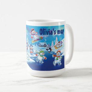 Winter Wonderland snow people mug custom name