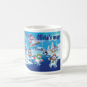 Winter Wonderland snow people mug custom name