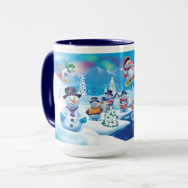 Winter Wonderland snow people mug custom name (Front Left)