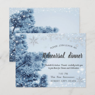 Winter Wonderland,Snow,Snowflakes Rehearsal Dinner Invitation