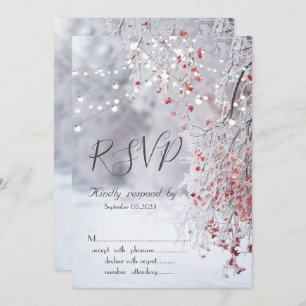 Winter Wonderland,Snow String Lights RSVP Invitation