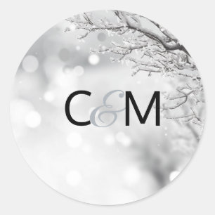 Winter Wonderland Snow Wedding Initials SEAL