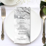 Winter Wonderland Snow Wedding MENU<br><div class="desc">Elegant personalised menu cards for your wedding reception.  Add these to each guest plate.  Silver white Winter wonderland snow branch.  Perfect for that rustic winter wedding. Get all matching items in 'LAUREN' wedding collection.</div>