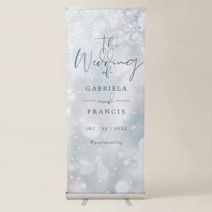 Winter Wonderland Snow Wedding Welcome Retractable Banner