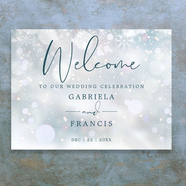 Winter Wonderland Snow Wedding Welcome Sign (Winter Wonderland Snow Wedding Welcome Sign)