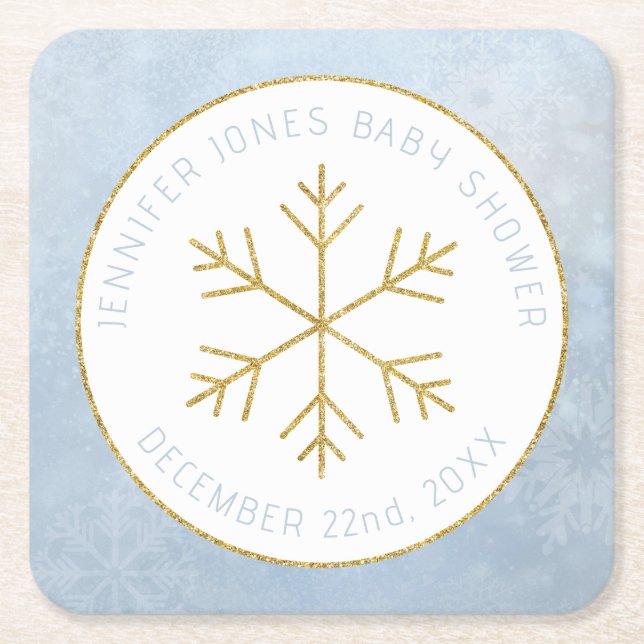 Winter Wonderland Snowflake Baby Shower Coaster (Front)