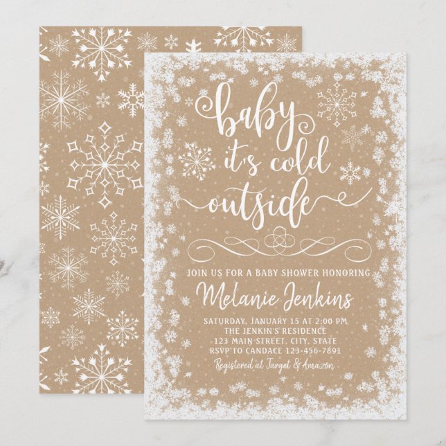 Winter Wonderland Snowflake Baby Shower Invitation (Front/Back)