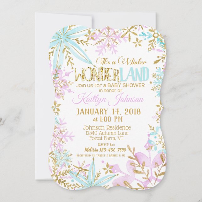 Winter Wonderland Snowflake Baby Shower Invitation (Front)