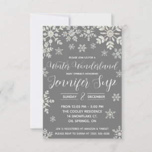 Winter Wonderland, Snowflake Baby Sprinkle, Shower Invitation