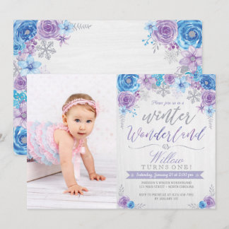 Winter Wonderland Snowflake Birthday Invitation