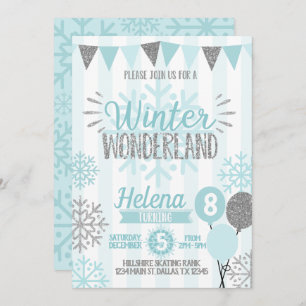 Winter Wonderland Snowflake Birthday Invitation