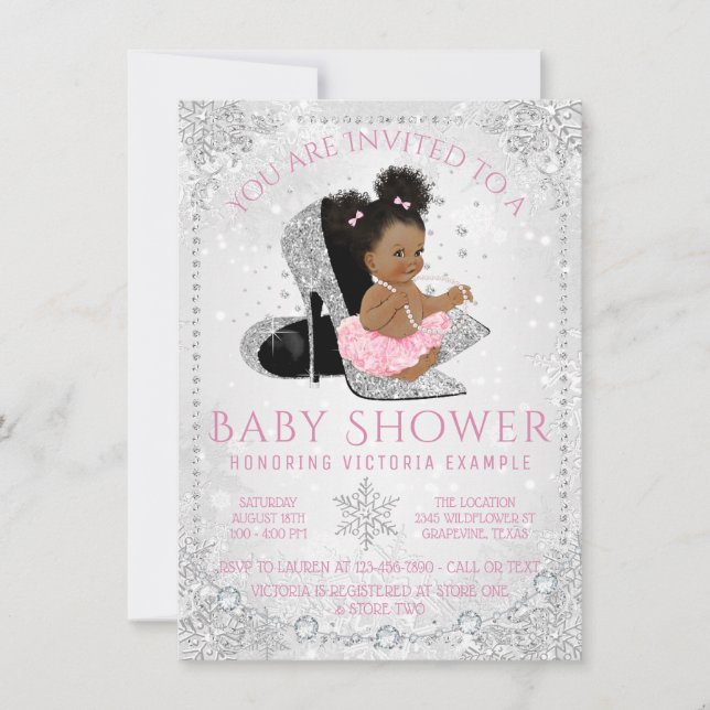 Winter Wonderland Snowflake Ethnic Baby Shower Invitation (Front)