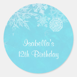 Winter Wonderland Snowflake Frost Birthday Party Classic Round Sticker