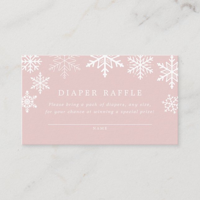 Winter Wonderland Snowflake Girl Baby Shower Enclosure Card (Front)