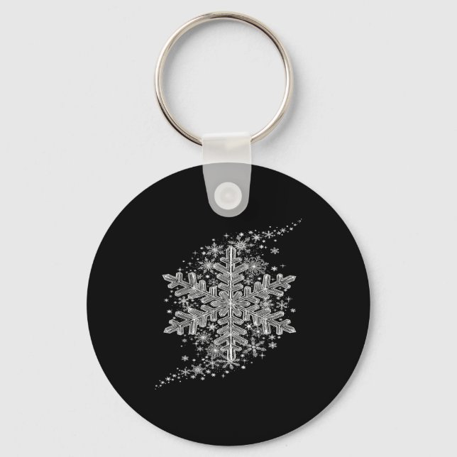 Winter Wonderland Snowflake Holiday Design For Men Key Ring (Front)