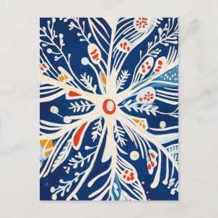 Winter Wonderland, Snowflake, Holiday folk art Postcard