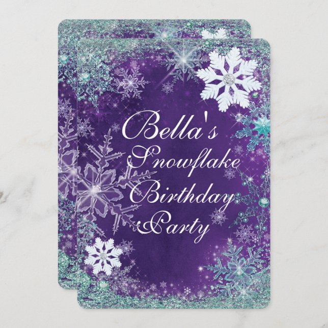 Winter Wonderland Snowflake Party Invitations (Front/Back)