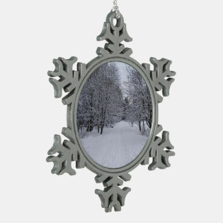 Winter wonderland snowflake pewter christmas ornament