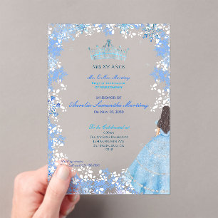 Winter Wonderland Snowflake Quinceañera  Acrylic Invitations